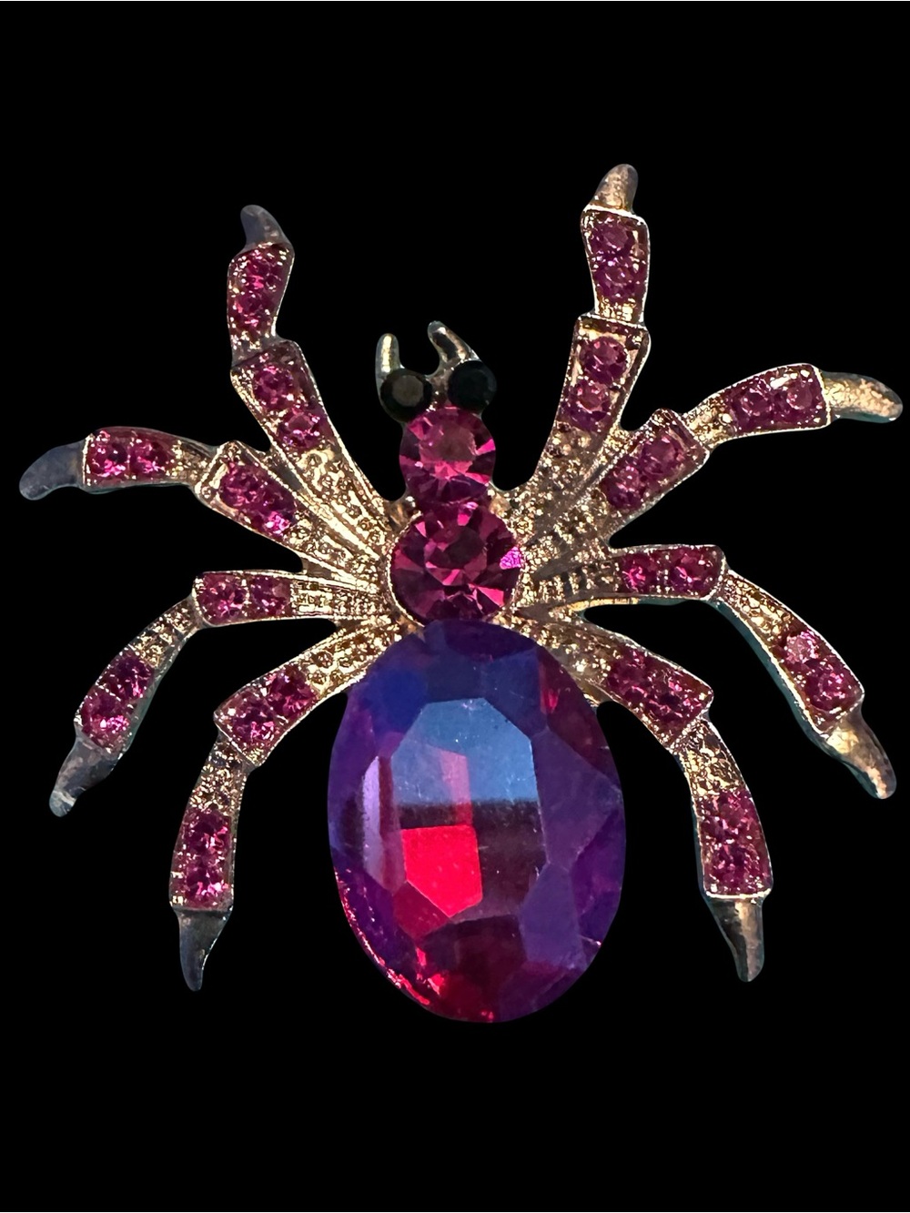 Spider Brooch Fuchsia Crystals - Women's Jewelry